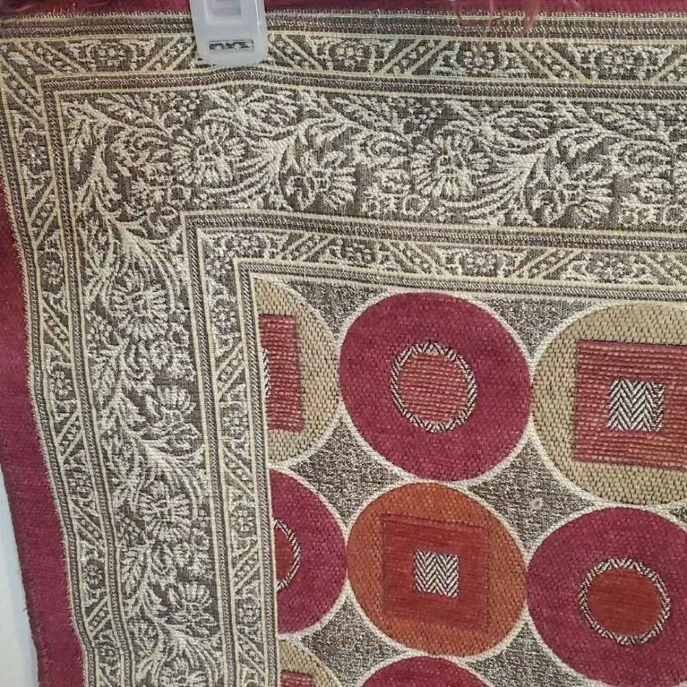 Alzahraa Pink and Gold Patterned Tapestry Prayer Rug 42x26 Inches